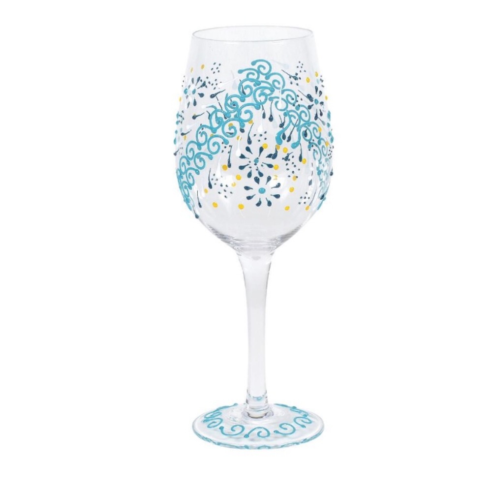 Izzy and Oliver Impasto Impressions Indigo Henna Wine Glass 15 Ounce.